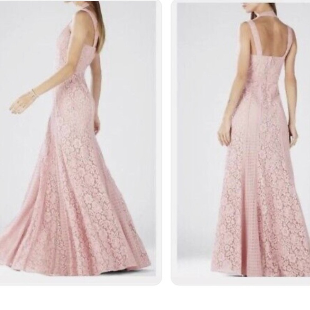 BCBGMaxAzria Sonya Lace Halter Long Dress
